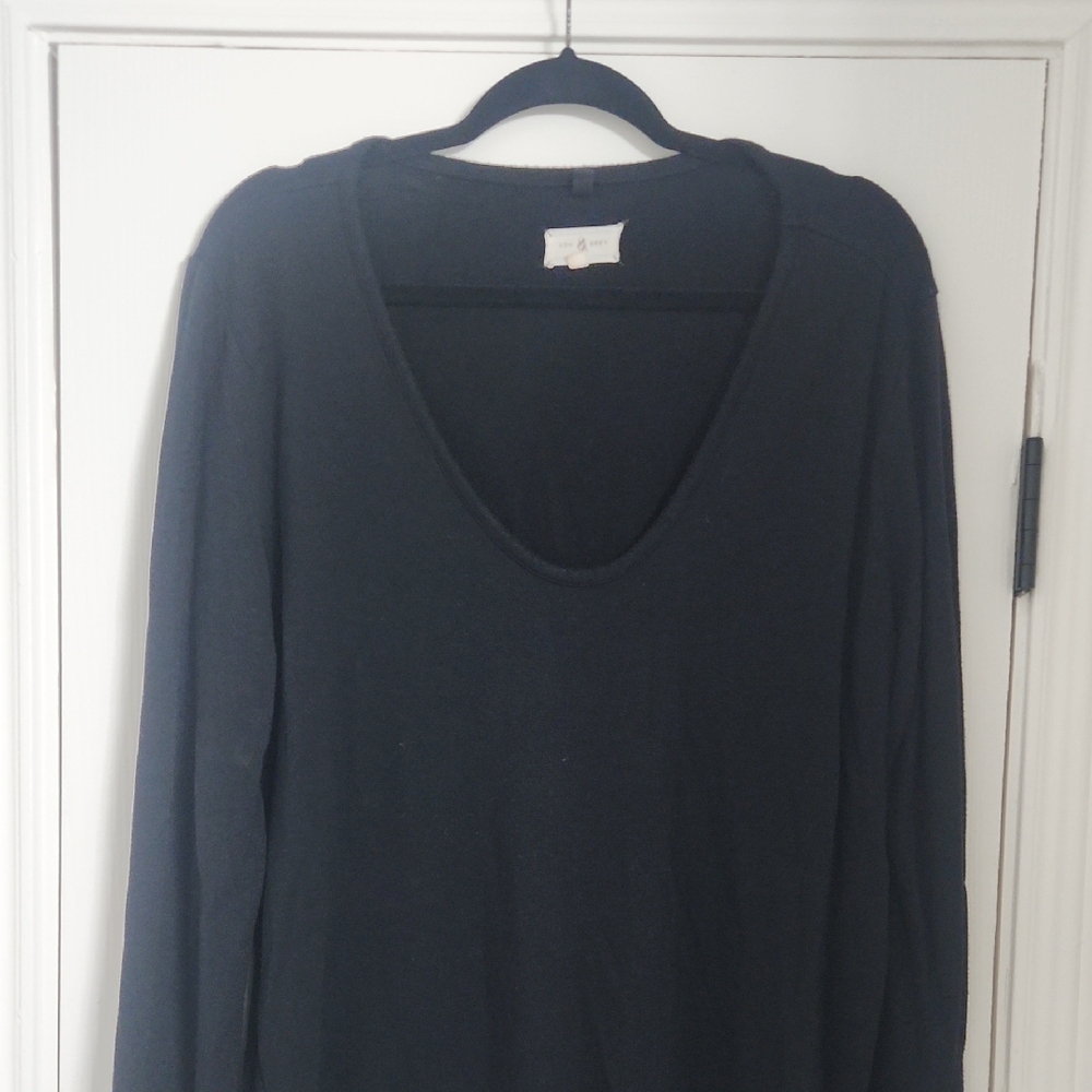 Lou & Grey Midnight Black Knit Top Size Large